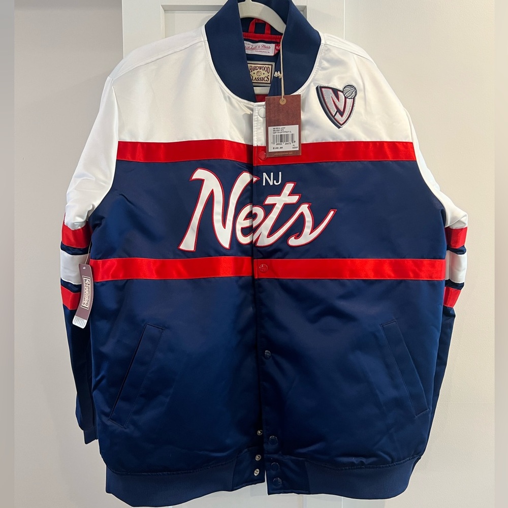 NWT Vintage New Jersey Nets Mitchell & Ness Satin Full-Snap Jacket